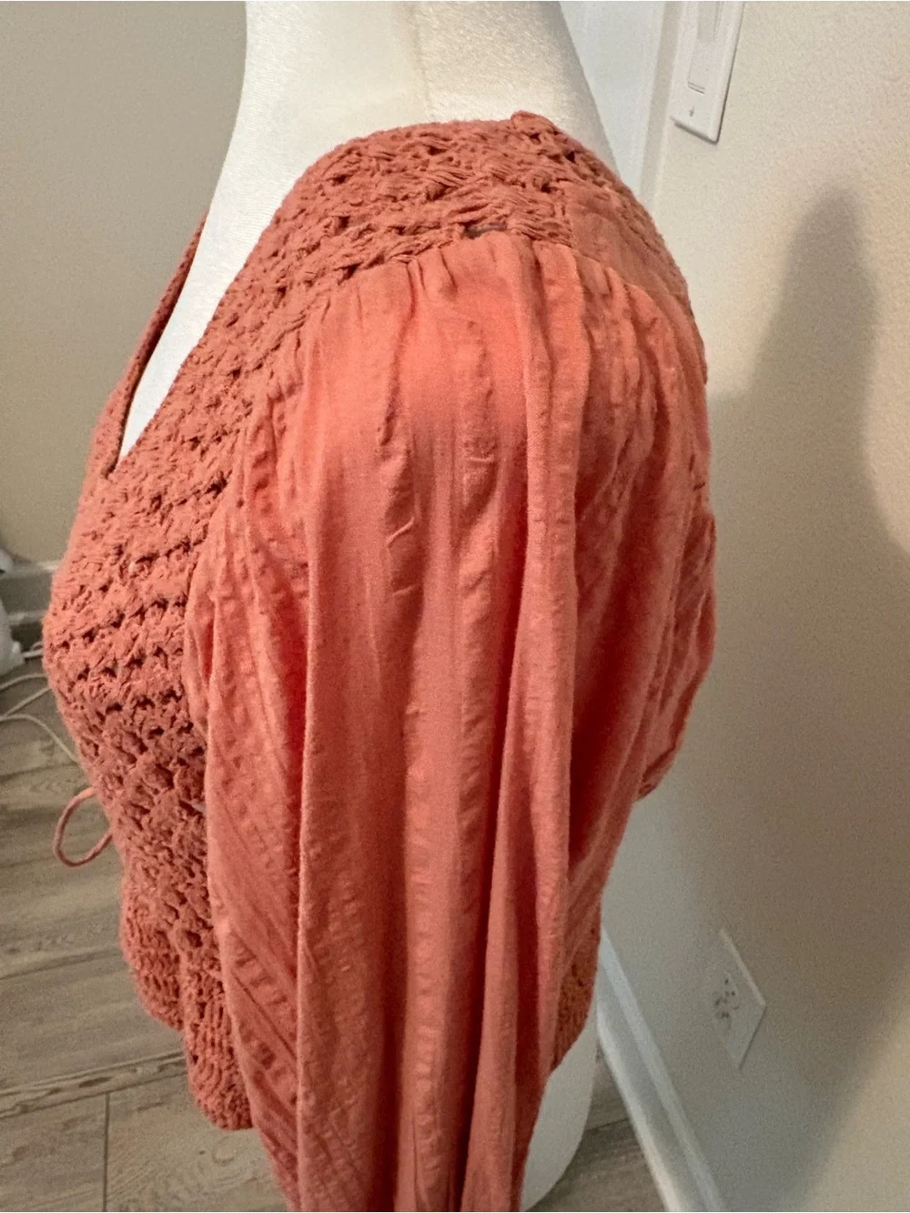 Free People Crochet Knit Peach Top